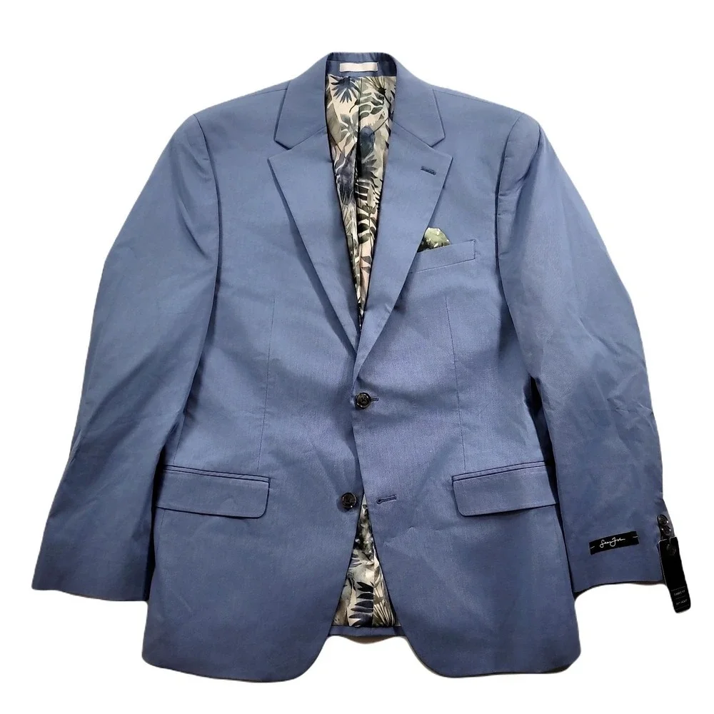 Sean John Solid Suit Jacket Mens‎ 40R 40 Light Blue Classic-Fit Cotton Blend NEW